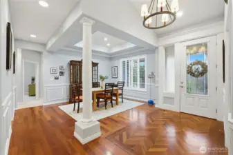 Sophisticated setting for hosting dinners and celebrations.