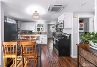 Shot from living room into kitchen.