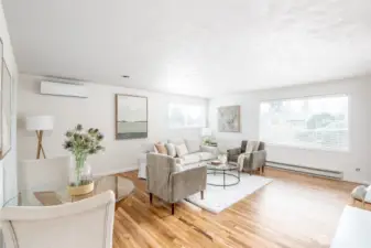 There are lots of ways to configure the furniture in this generous living space.