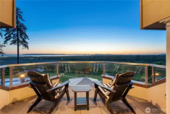 Perfect spot for morning coffee or sunsets. Just outside the upstairs office which also double as a bedroom with built in Murphy bed and closet. Private bath and terrace included.