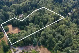 These boundary lines are not precise, the eastern property line extends over Dandelion Lane and includes a small area east of Dandelion Lane. Ask your broker for a copy of the survey that is uploaded to the listing.