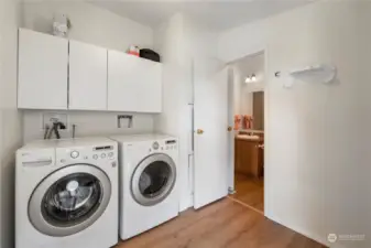 Laundry room is located off the kitchen and the guest bathroom.  Also has door to the back porch.