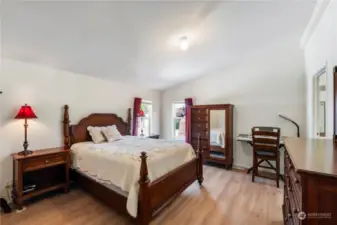 Primary suite is a great size and the vaulted ceilings are continued for spaciousness.