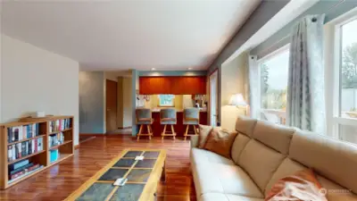 family room looking back to kitchen