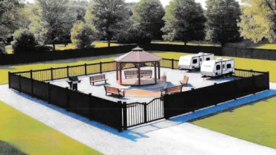 Photo is for illustration purposes only. This rendering shows how adding 1 or 2 RVs you can create your own private park that you can call home.