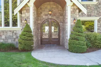 Beautiful main entry with custom Teakwood doors