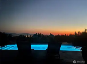 Enjoy the evening sunsets with the LED pool lights, city lights and bay views.