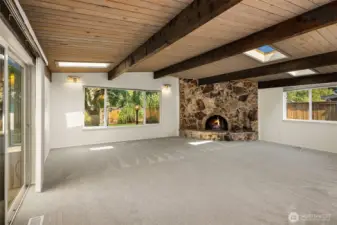 Spacious Family Room with Fireplace