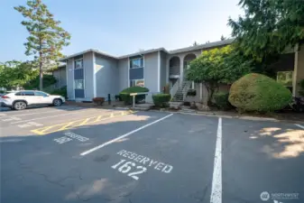 Your parking spot #162 is conveniently located by your door