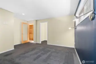 View of door to large walk in closet.