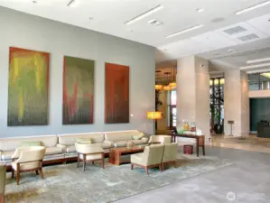 This Westin Hotel lobby is located next door to One Lincoln Tower's lobby. You can even get room service delivered from the Westin!