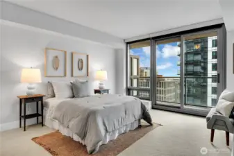 The bedroom is very spacious and has a 2nd sliding glass door leading out the incredible deck.