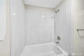 Brand new tub/shower! Perfect size to soak in...jump in!
