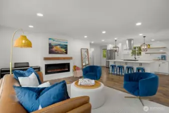 Cozy living with electric fireplace