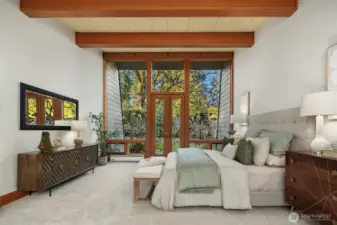 Huge Primary Suite with views of the garden