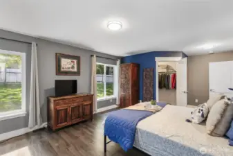 Primary bedroom...located on opposite side of the home from the 2 additional bedrooms, offering privacy.