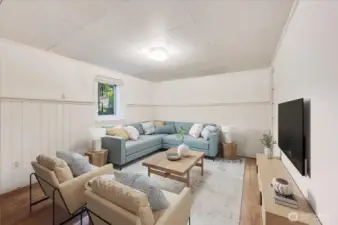Virtual staged TV room.