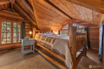 Log bed can stay with house.