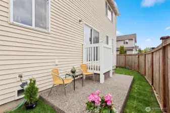 Fully fenced Backyard with patio