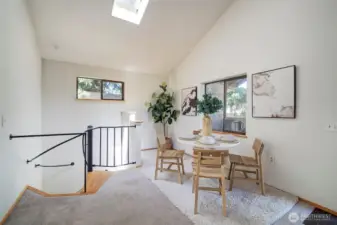 There's a dining area in the Studio, adjacent to the kitchen