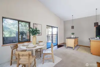 Kitchen and dining area (end wall photo is virtually enhanced)