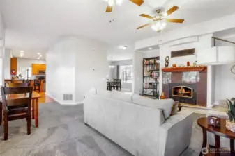 Wood fireplace for those chilly fall and winter evenings. Provides an amazing ambience.