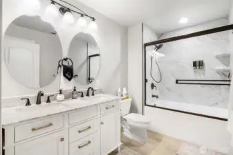 Updated bath. New everything. Heated flooring. Just beautiful and elegant. Spa like!