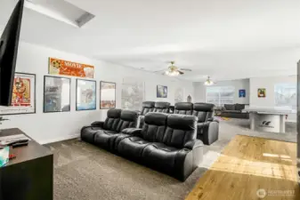 Bonus room is 25' X 35'. Great entertaining space. Currently used as a game room and theatre room as well.