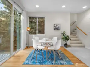Light filled kitchen! Stairs to half bath and upper floor