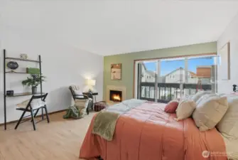 Slider and fireplace