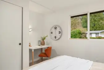 Bedroom #2 showing closet and desk space.