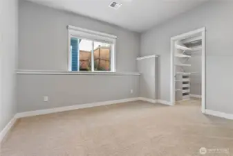 Bedroom #2 with walk-in closet, brand new shelving.