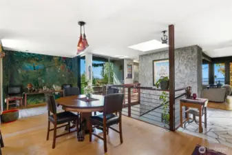 Dining room. Check out the sustainable bamboo flooring
