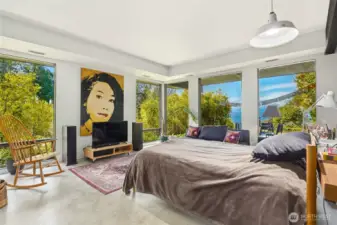 Lower family room has great views