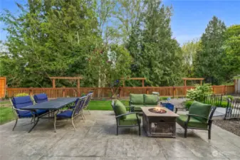 Private greenbelt yard, fully fenced, easy-care entertainment sized patio and lovely views.