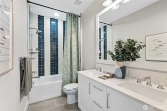 Hall Bath: Model Home pictures for reference only- Colors and features will vary. Please talk with our site team for specific  details.