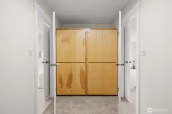 Built in cabinets in Walk in Closet is great for extra storage