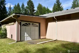 Woodshop garage located on the back of shop