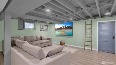 Finished and professionally waterproofed basement