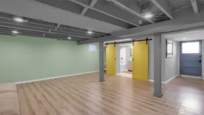 Finished and professionally waterproofed basement