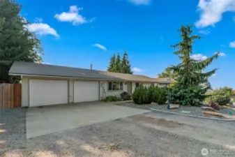 Attached two-car garage with ample parking.