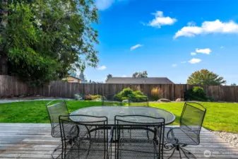 Spacious back deck patio with plenty of room to enjoy.