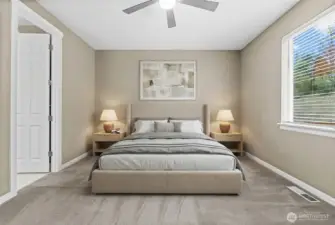 Staged primary bedroom