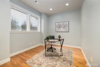 Main floor office.  Oak flooring, lots of natural light.  Located just off the entry way.