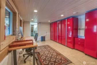 Downstairs, a bonus room awaits your imagination. Storage is key for this efficiant space.