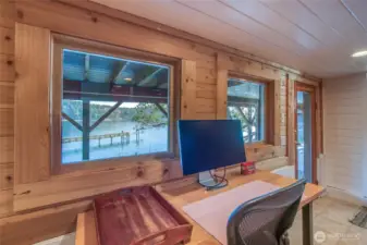 The view from the downstairs and a door leading to the waterfront stairs.