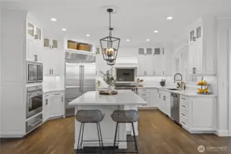 Huge center island will be the hub of activity for the entire family.