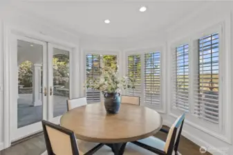 Eat-in breakfast nook is incredible. Views of back patios and terrace area.