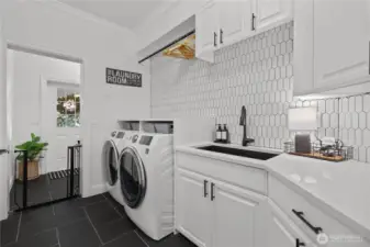 Laundry room on lower level off of the garage is the perfect space.