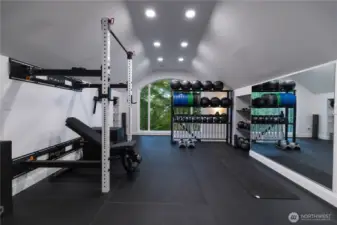 Upstairs in shop is full workout room.
